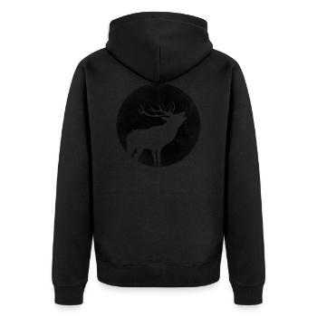 Hirsch röhrt zur Brunft Landhaus mode Voll Mond - Unisex Premium Bio Zip Hoodie - Schwarz - Hinten - Nico (187cm)