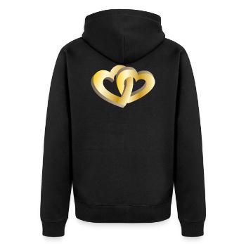 Two golden hearts - Unisex Premium Organic Zip Hoodie - black - Back - Nico (187cm)