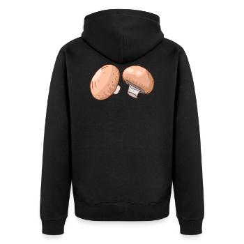 Champignons Egerlinge Angerlinge Pilze - Unisex Premium Bio Zip Hoodie - Schwarz - Hinten - Nico (187cm)