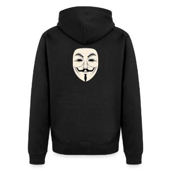 Anonymous Maske - Unisex Premium Bio Zip Hoodie - Schwarz - Hinten - Nico (187cm)