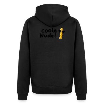 Coole Nudel Pasta Geschenk Idee - Unisex Premium Bio Zip Hoodie - Schwarz - Hinten - Nico (187cm)
