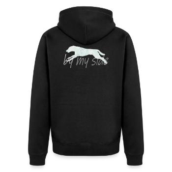 Hund Hund - Unisex Premium Bio Zip Hoodie - Schwarz - Hinten - Nico (187cm)