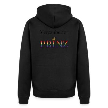 Prinz1 - Unisex Premium Bio Zip Hoodie - Schwarz - Hinten - Nico (187cm)
