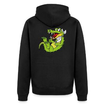 Kroko Kaiman Reptilien Tiere - Unisex Premium Bio Zip Hoodie - Schwarz - Hinten - Nico (187cm)