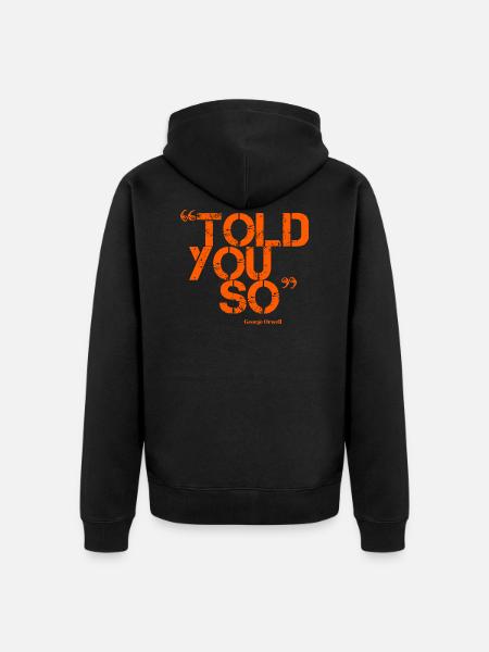 ORWELL (orange) - Unisex Premium Organic Zip Hoodie - black