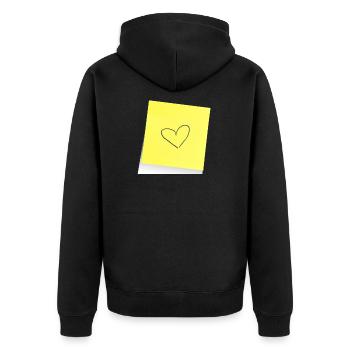 feuille de note jaune , adhésif , coeur , amour - Veste à capuche bio Premium Unisexe - noir - Dos - Nico (187cm)