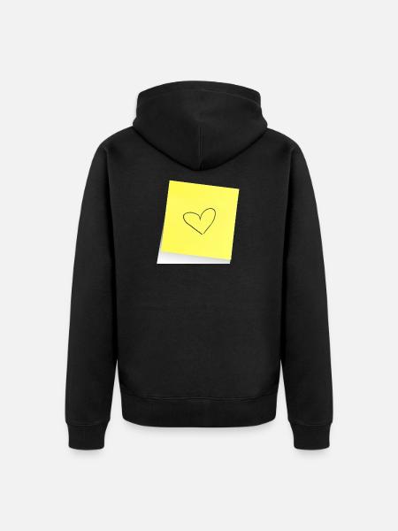 gul notesblok, sticky note, hjerte, kærlighed - Premium økologisk unisex-hættejakke - sort
