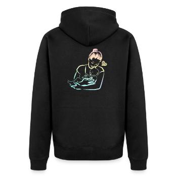 Baby Schwangerschaft Mama Kind Mutter Geschenkidee - Unisex Premium Bio Zip Hoodie - Schwarz - Hinten - Nico (187cm)