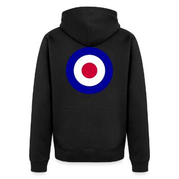 Mods Ziel - Unisex Premium Bio Zip Hoodie - Schwarz - Hinten - Nico (187cm)