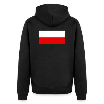 Poland - Unisex Premium Organic Zip Hoodie - black - Back - Nico (187cm)