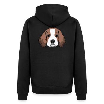 Beagle Welpe, Hundeliebhaber, Geschenkidee - Unisex Premium Bio Zip Hoodie - Schwarz - Hinten - Nico (187cm)