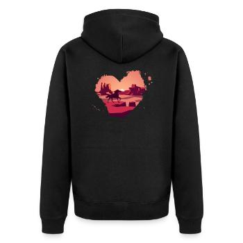 Pferd in den Rocky Mountains - Unisex Premium Bio Zip Hoodie - Schwarz - Hinten - Nico (187cm)