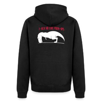 T-Rex no like push-ups - Unisex Premium Organic Zip Hoodie - black - Back - Nico (187cm)
