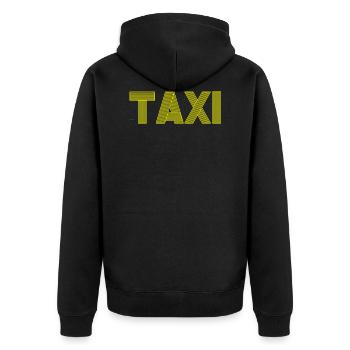 Taxi Design gelb! Freizeit Geschenk - Unisex Premium Bio Zip Hoodie - Schwarz - Hinten - Nico (187cm)