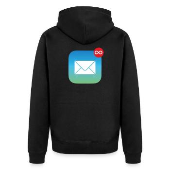 Mail Infinite Work | Always enough to do - Unisex Premium Organic Zip Hoodie - black - Back - Nico (187cm)