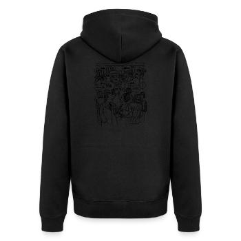 Unsere Narzisstische Gesellschaft - Unisex Premium Bio Zip Hoodie - Schwarz - Hinten - Nico (187cm)