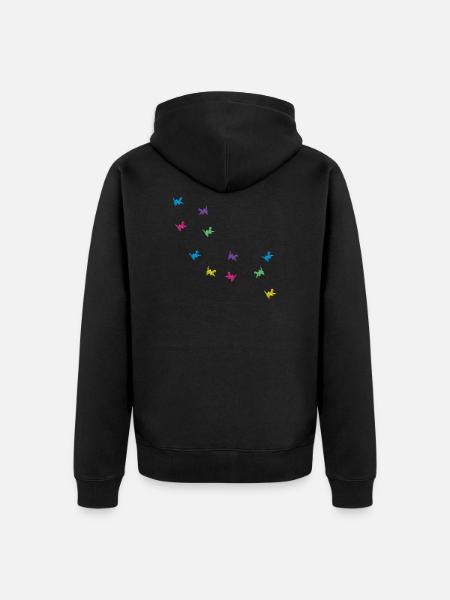 Origami Vögel - Unisex Premium Bio Zip Hoodie - Schwarz
