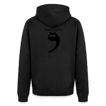 Katze als Apostroph lustige Typografie Catastrophe - Unisex Premium Bio Zip Hoodie - Schwarz - Hinten - Nico (187cm)