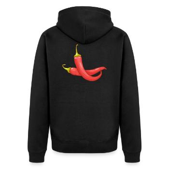 Rote Chili Paprika Peperoni Gemüse - Unisex Premium Bio Zip Hoodie - Schwarz - Hinten - Nico (187cm)