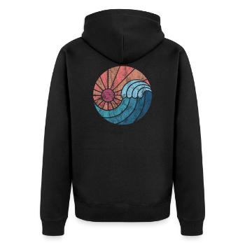 Eau vague surfeur cadeau retro look vintage - Veste à capuche bio Premium Unisexe - noir - Dos - Nico (187cm)