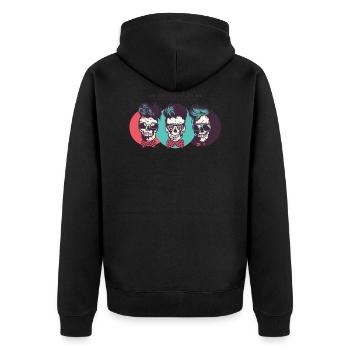 head of death hipster modern skull crane bezel - Unisex Premium Organic Zip Hoodie - black - Back - Nico (187cm)