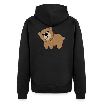 Bär - Unisex Premium Bio Zip Hoodie - Schwarz - Hinten - Nico (187cm)