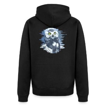 gxp schneeeule vector art - Unisex Premium Bio Zip Hoodie - Schwarz - Hinten - Nico (187cm)