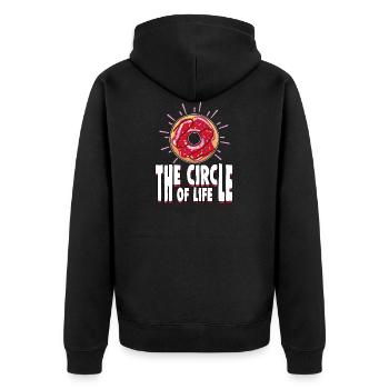 Cool donut shirt 'the circle of life' - Unisex Premium Organic Zip Hoodie - black - Back - Nico (187cm)