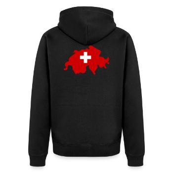 Schweiz - Unisex Premium Bio Zip Hoodie - Schwarz - Hinten - Nico (187cm)