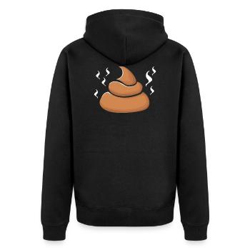 Stinkender Kackhaufen - Unisex Premium Bio Zip Hoodie - Schwarz - Hinten - Nico (187cm)