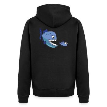 piranha - Unisex Premium Organic Zip Hoodie - black - Back - Nico (187cm)