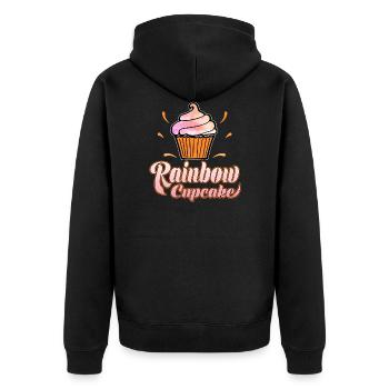 Beautiful cupcake / muffin shirt "Rainbow cupcake" - Unisex Premium Organic Zip Hoodie - black - Back - Nico (187cm)