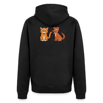 Cat Dog - Unisex Premium Organic Zip Hoodie - black - Back - Nico (187cm)