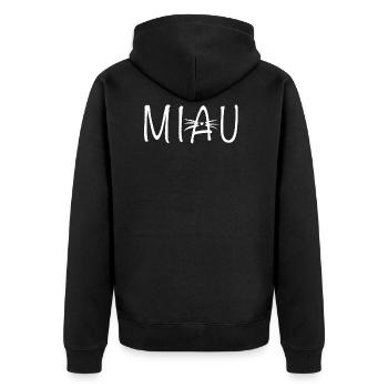 Katze Miau Geschenk Tierfreund - Unisex Premium Bio Zip Hoodie - Schwarz - Hinten - Nico (187cm)