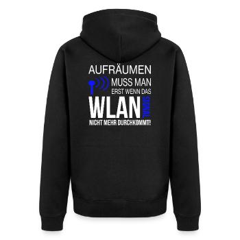 INTERNET GEEK ELTERN KINDER SPRUCH GESCHENK LUSTIG - Unisex Premium Bio Zip Hoodie - Schwarz - Hinten - Nico (187cm)