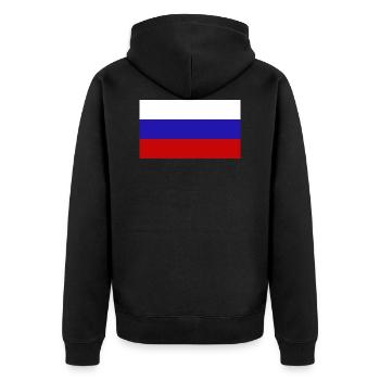 Russia - Unisex Premium Organic Zip Hoodie - black - Back - Nico (187cm)