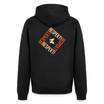 Respekt Schmetterling Abstrakt Muster Motto - Unisex Premium Bio Zip Hoodie - Schwarz - Hinten - Nico (187cm)