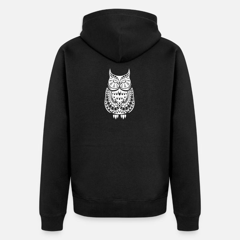 Owl Pattern - Veste à capuche bio Premium Unisexe - noir