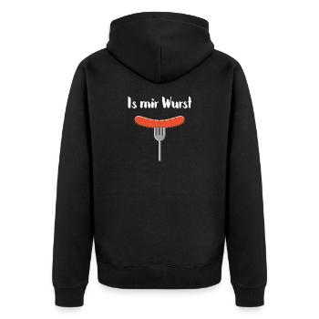 Is mir Wurst - Unisex Premium Bio Zip Hoodie - Schwarz - Hinten - Nico (187cm)