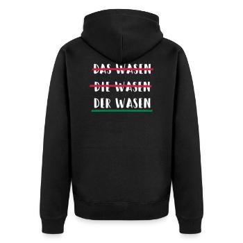 das die oder der Cannstatter Wasen Geschenk - Unisex Premium Bio Zip Hoodie - Schwarz - Hinten - Nico (187cm)