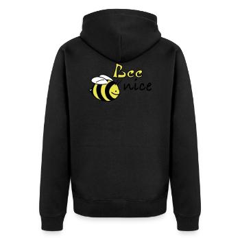 bee nice - Unisex Premium Organic Zip Hoodie - black - Back - Nico (187cm)