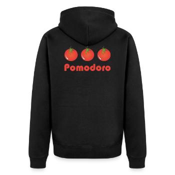 Pomodoro et trois tomates - Veste à capuche bio Premium Unisexe - noir - Dos - Nico (187cm)