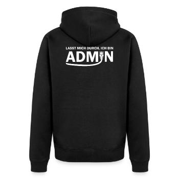 Ich bin Admin - Unisex Premium Bio Zip Hoodie - Schwarz - Hinten - Nico (187cm)