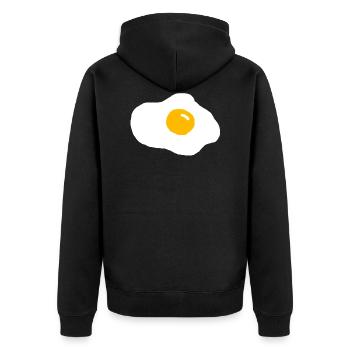 Spiegelei - Unisex Premium Bio Zip Hoodie - Schwarz - Hinten - Nico (187cm)