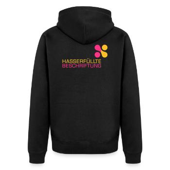 Hasserfüllte Beschriftung Symbol Muster Geschenk - Unisex Premium Bio Zip Hoodie - Schwarz - Hinten - Nico (187cm)
