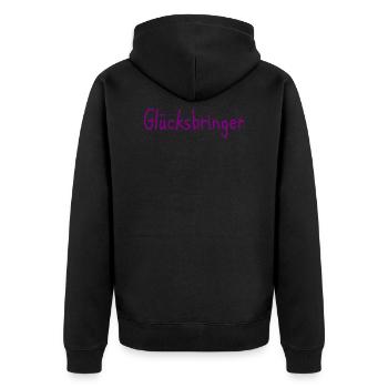 Glücksbringer - Unisex Premium Bio Zip Hoodie - Schwarz - Hinten - Nico (187cm)