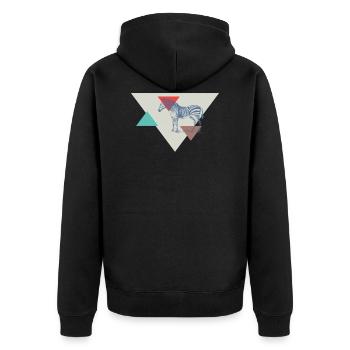 Zebra Dreieck Design - Unisex Premium Bio Zip Hoodie - Schwarz - Hinten - Nico (187cm)