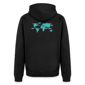 Weltenbummler Liste - Unisex Premium Bio Zip Hoodie - Schwarz - Hinten - Nico (187cm)