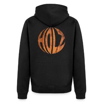 Holz Kugel Holzkugel - Unisex Premium Bio Zip Hoodie - Schwarz - Hinten - Nico (187cm)