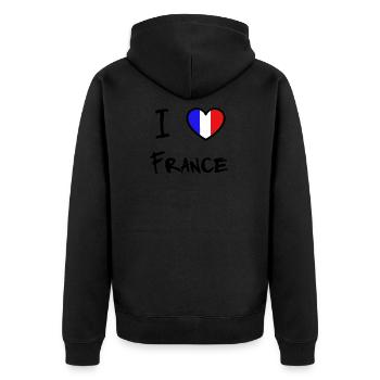 France - Unisex Premium Bio Zip Hoodie - Schwarz - Hinten - Nico (187cm)